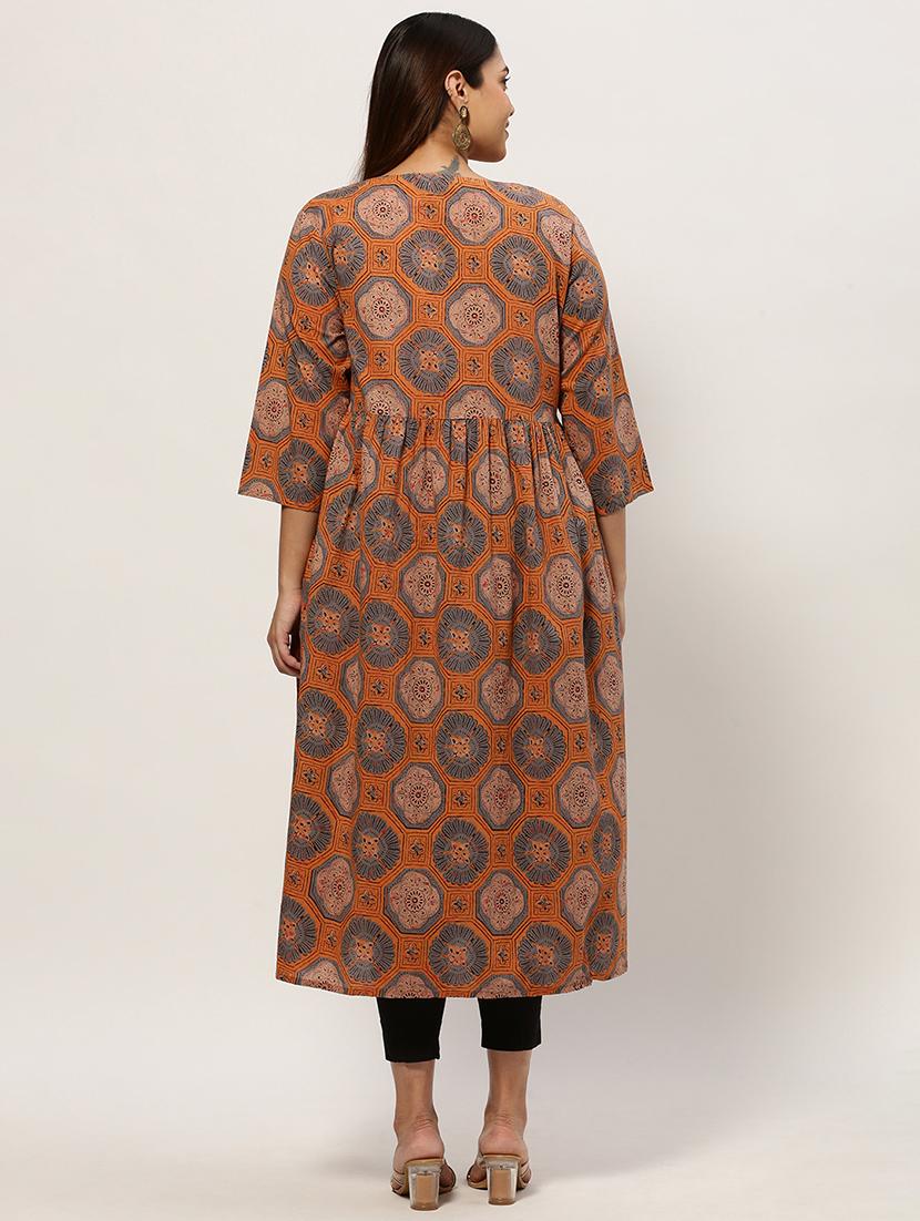 brown colored a-line kurta - 20325595 - Standard Image - 2