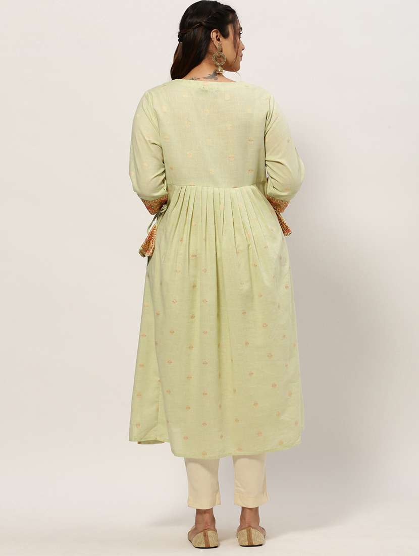 lime green colored a-line kurta - 20325605 -  Standard Image - 2