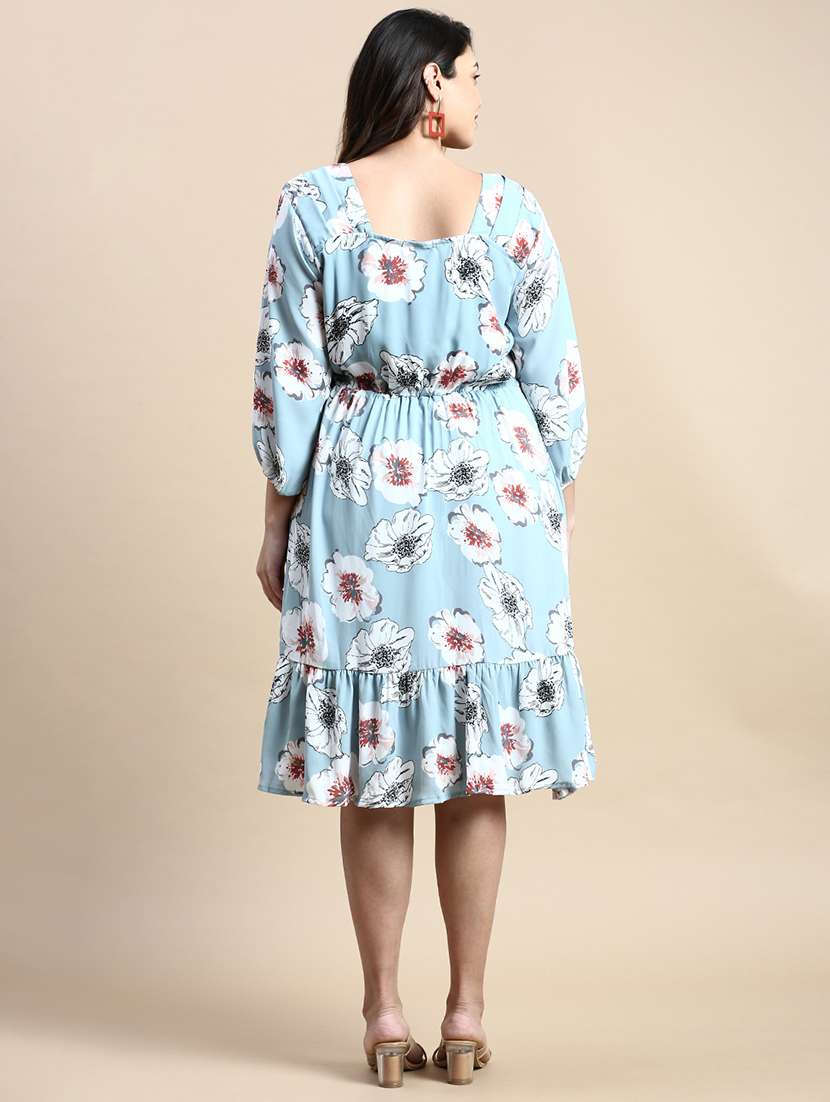 light blue floral print ruffled dress - 20325623 - Standard Image - 2