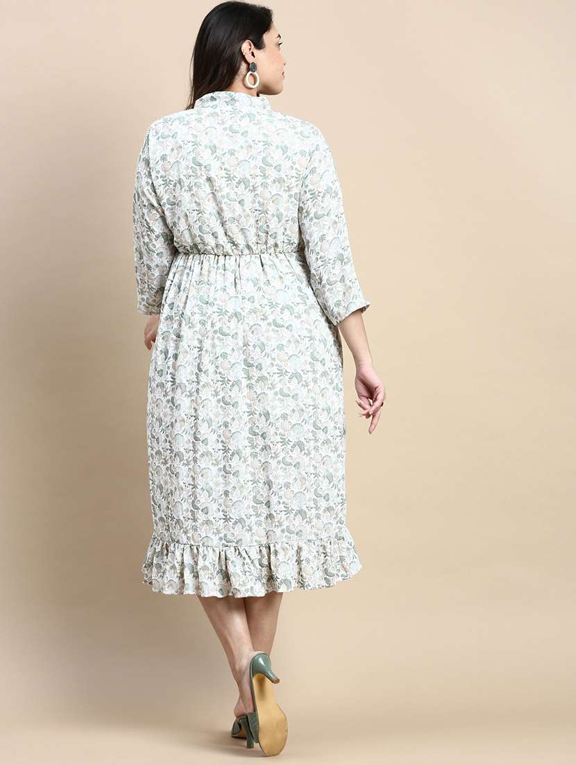 white printed a-line dress - 20325629 -  Standard Image - 2