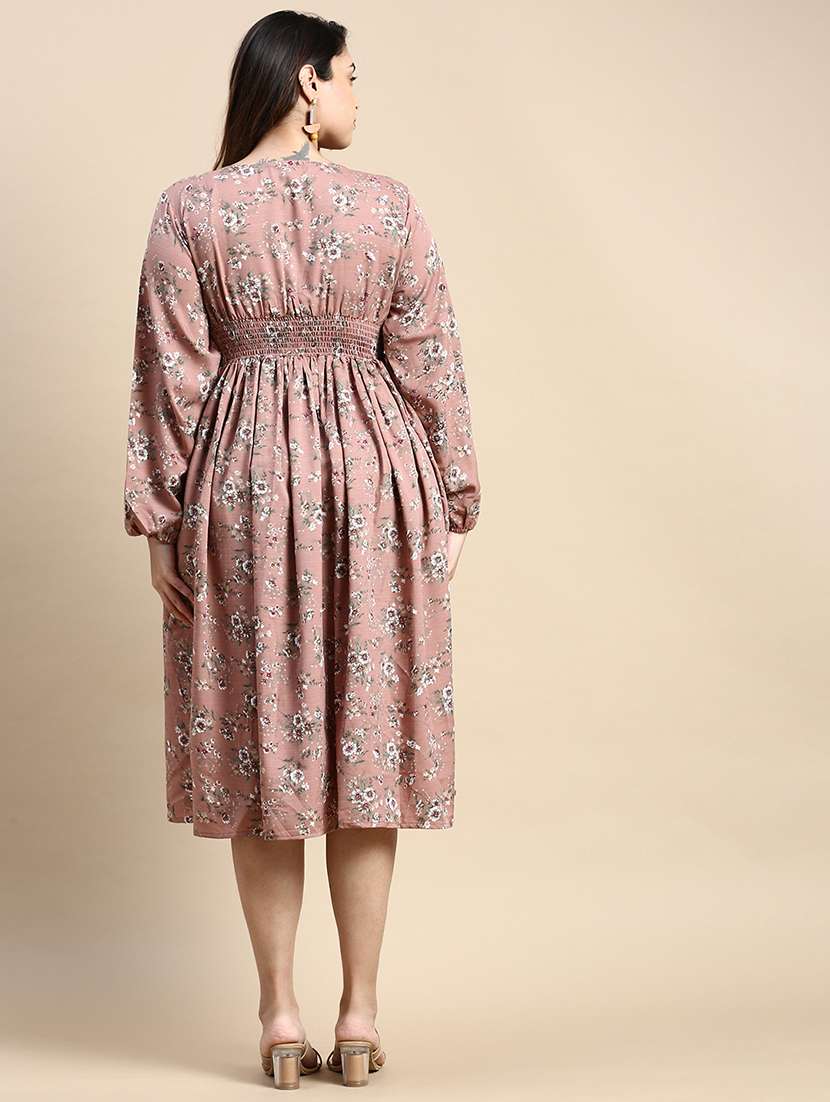 mauve floral fit & flare dress - 20325631 -  Standard Image - 2