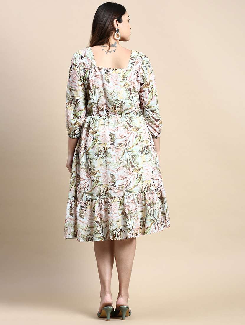 white tropical print a-line dress - 20325632 -  Standard Image - 2