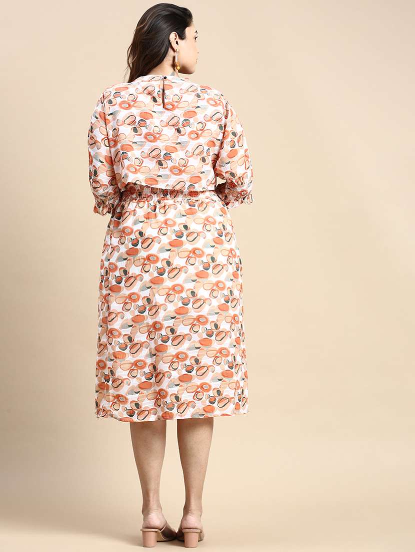 white printed fit & flare dress - 20325637 -  Standard Image - 2