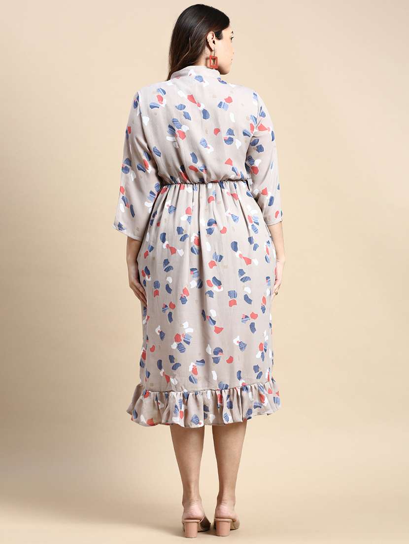 grey printed a-line dress - 20325639 -  Standard Image - 2