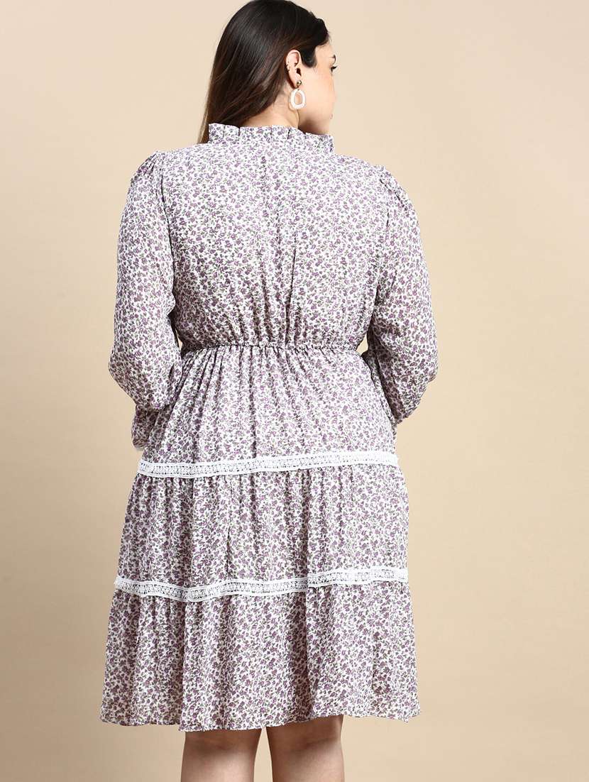 white floral print tiered dress - 20325644 - Standard Image - 2