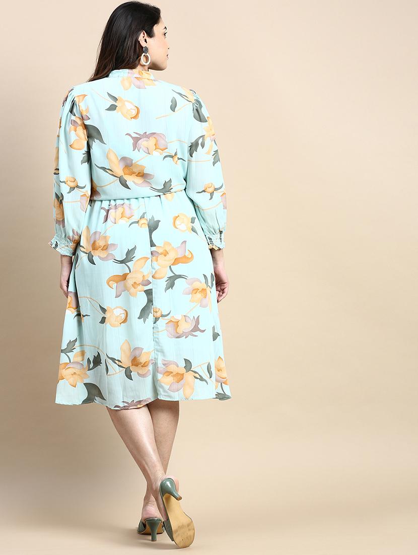 light blue floral print a-line dress - 20325649 - Standard Image - 2