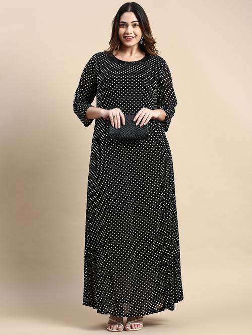 black polka dots maxi dress - 20325654 -  Standard Image - 0