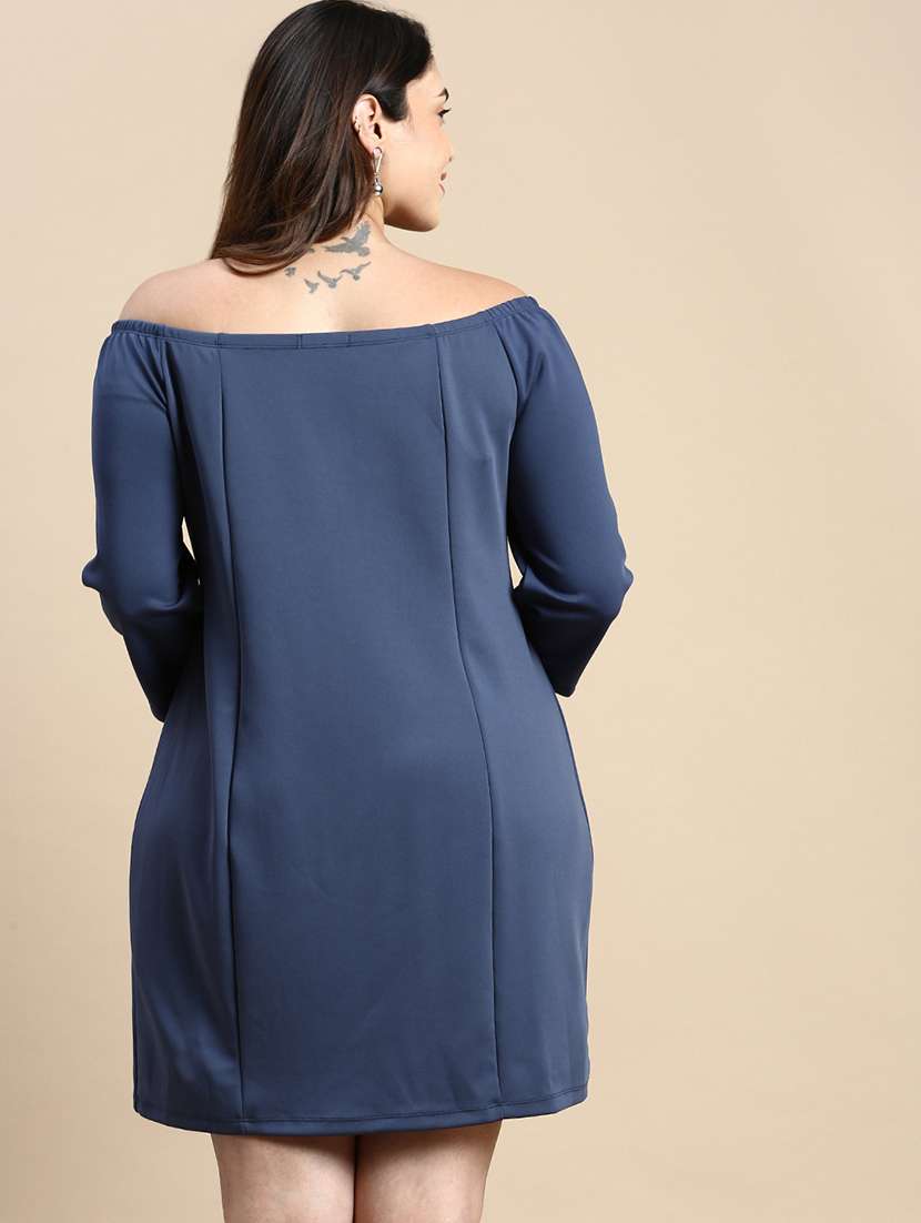 blue solid shift dress - 20325676 - Standard Image - 2