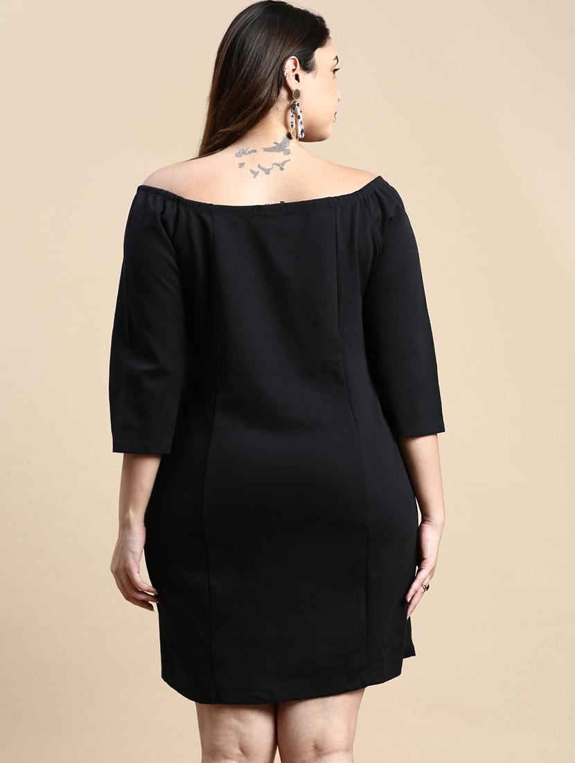 black solid shift dress - 20325678 - Standard Image - 2