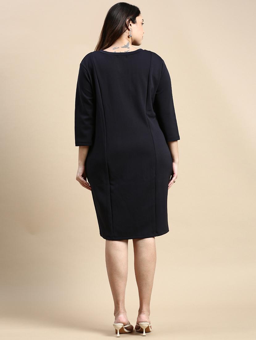 navy blue solid sheath dress - 20325683 - Standard Image - 2