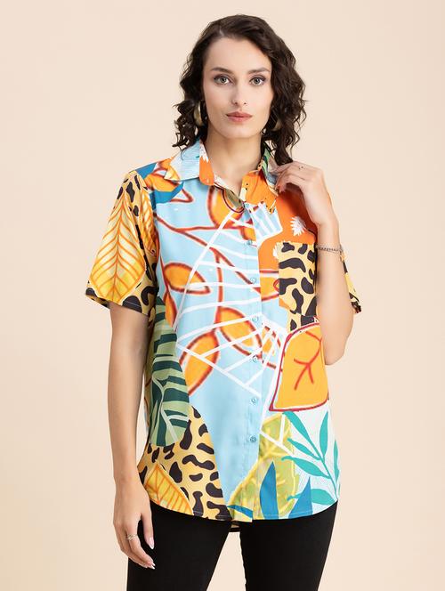 women multi color printed crepe regular shirt - 20325775 - Standard Image - 0