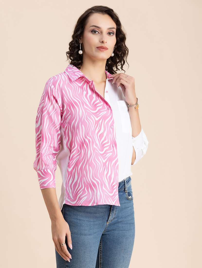pink & white printed regular shirt - 20325782 - Standard Image - 2