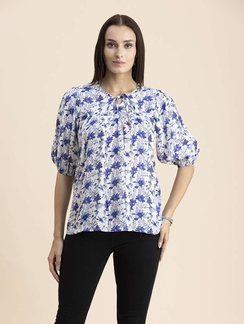 white floral regular tunic