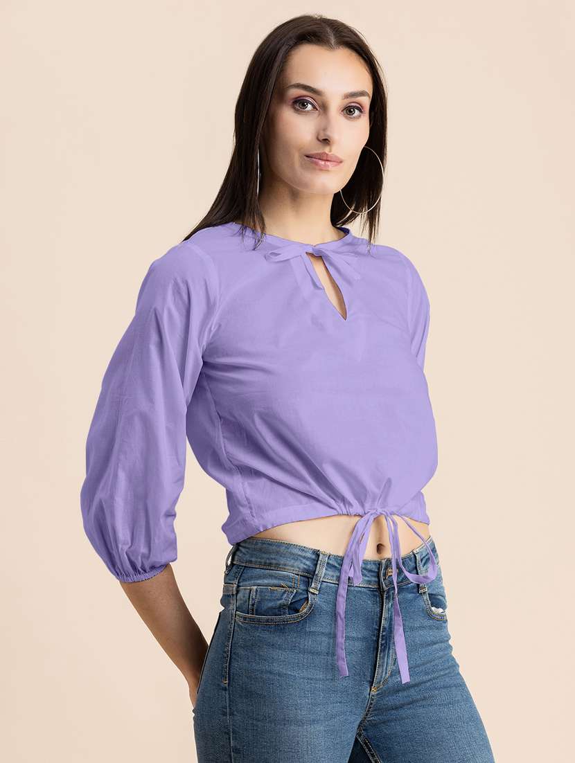 purple cotton blouson top - 20325794 -  Standard Image - 2