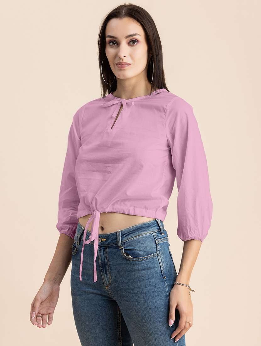 dusty pink cotton blouson top - 20325795 -  Standard Image - 2