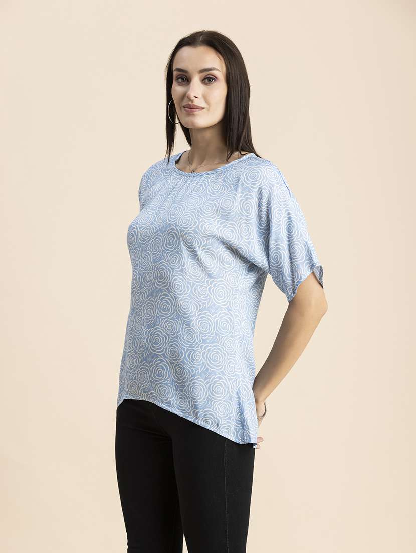 light blue floral high-low top - 20325801 -  Standard Image - 2