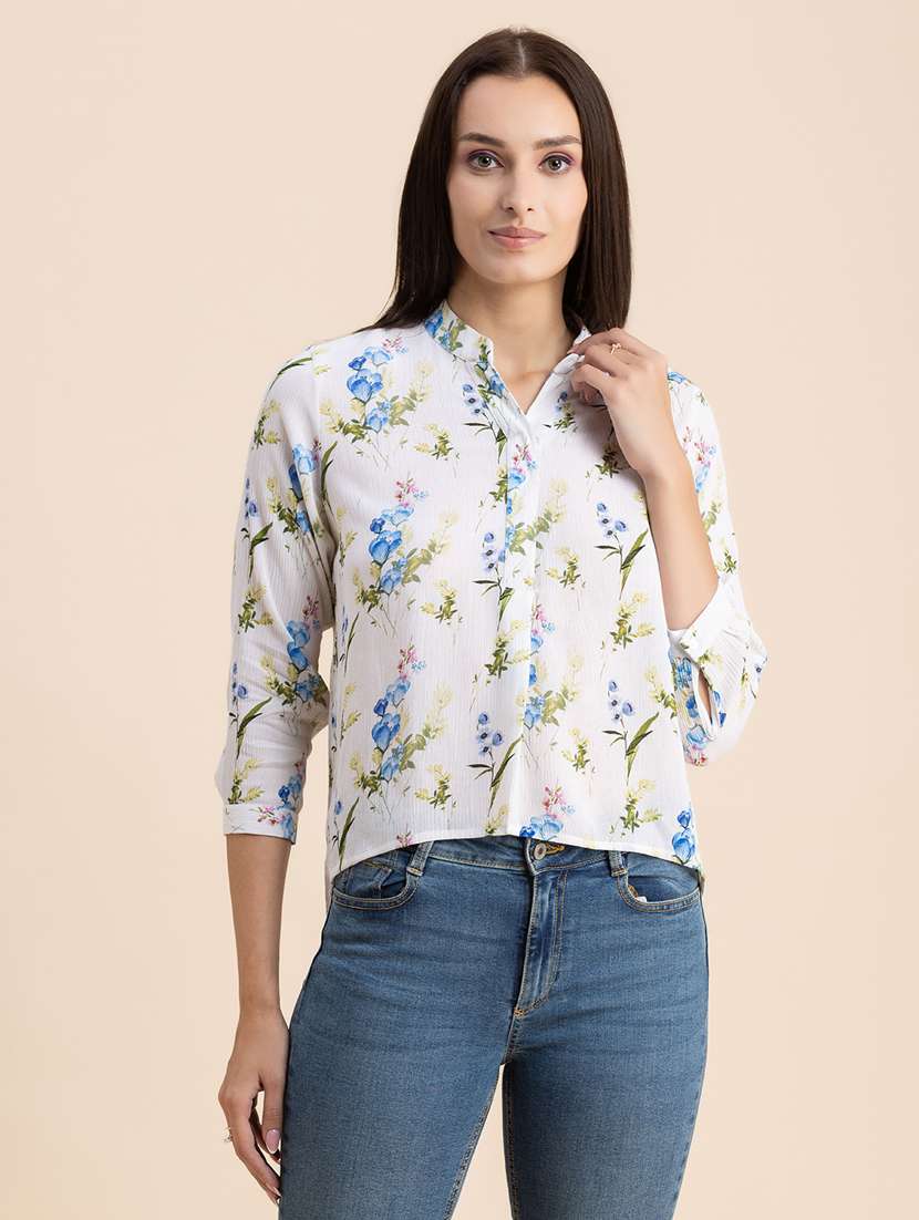 white floral print high low top