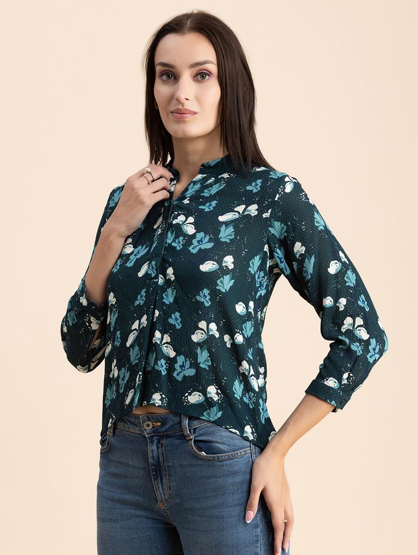 teal floral print high low top - 20325814 - Standard Image - 2