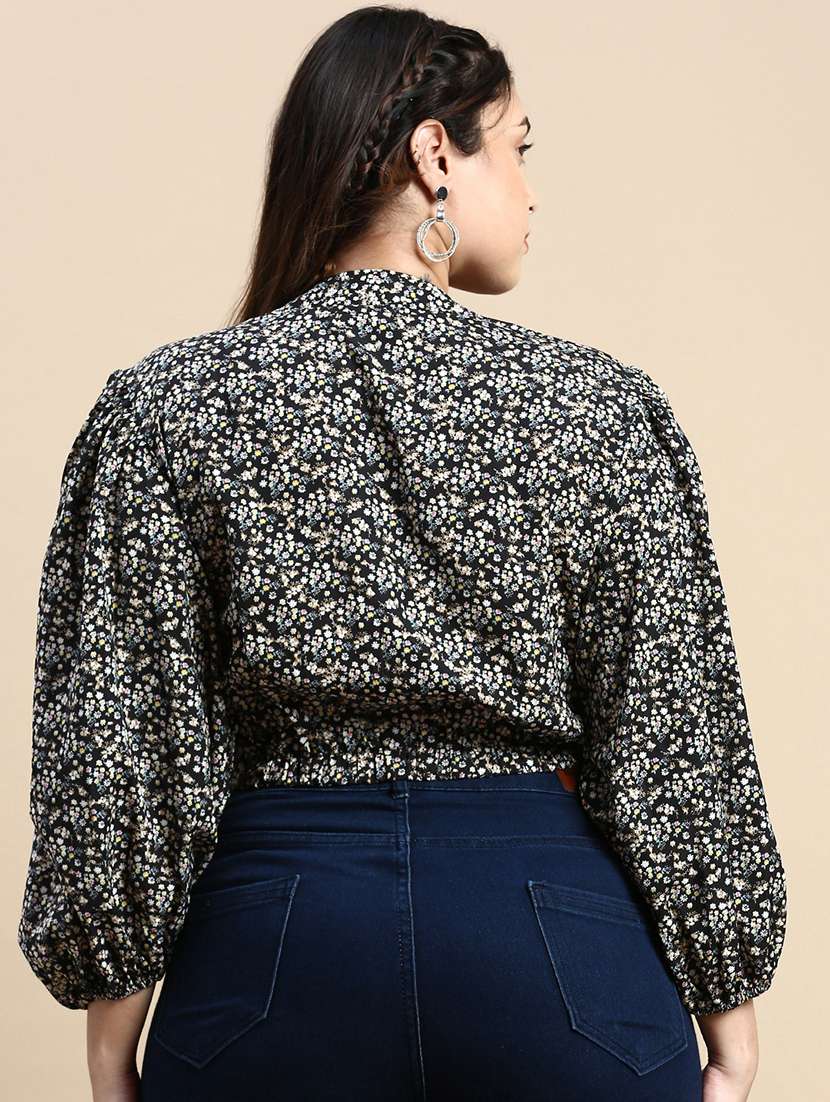 black floral plus top - 20325900 -  Standard Image - 2