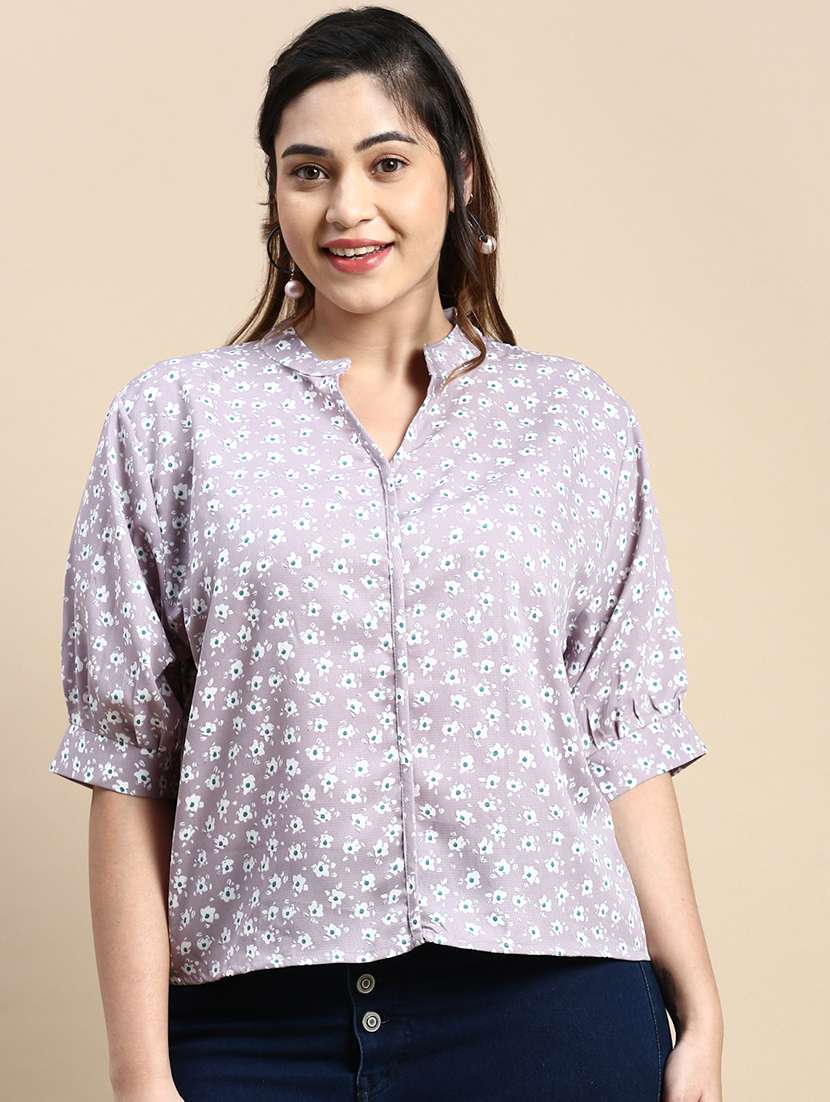 lavender floral print plus size top