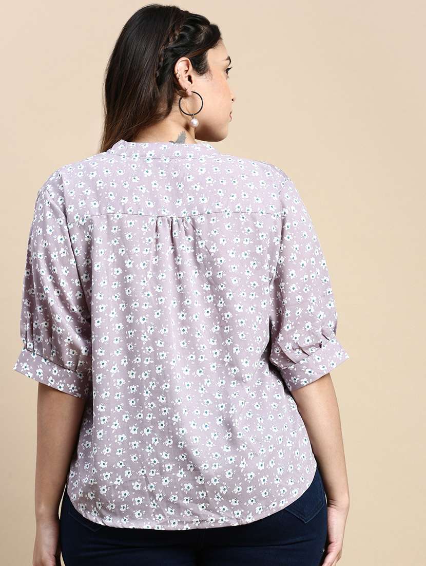 lavender floral print plus size top - 20325909 -  Standard Image - 2