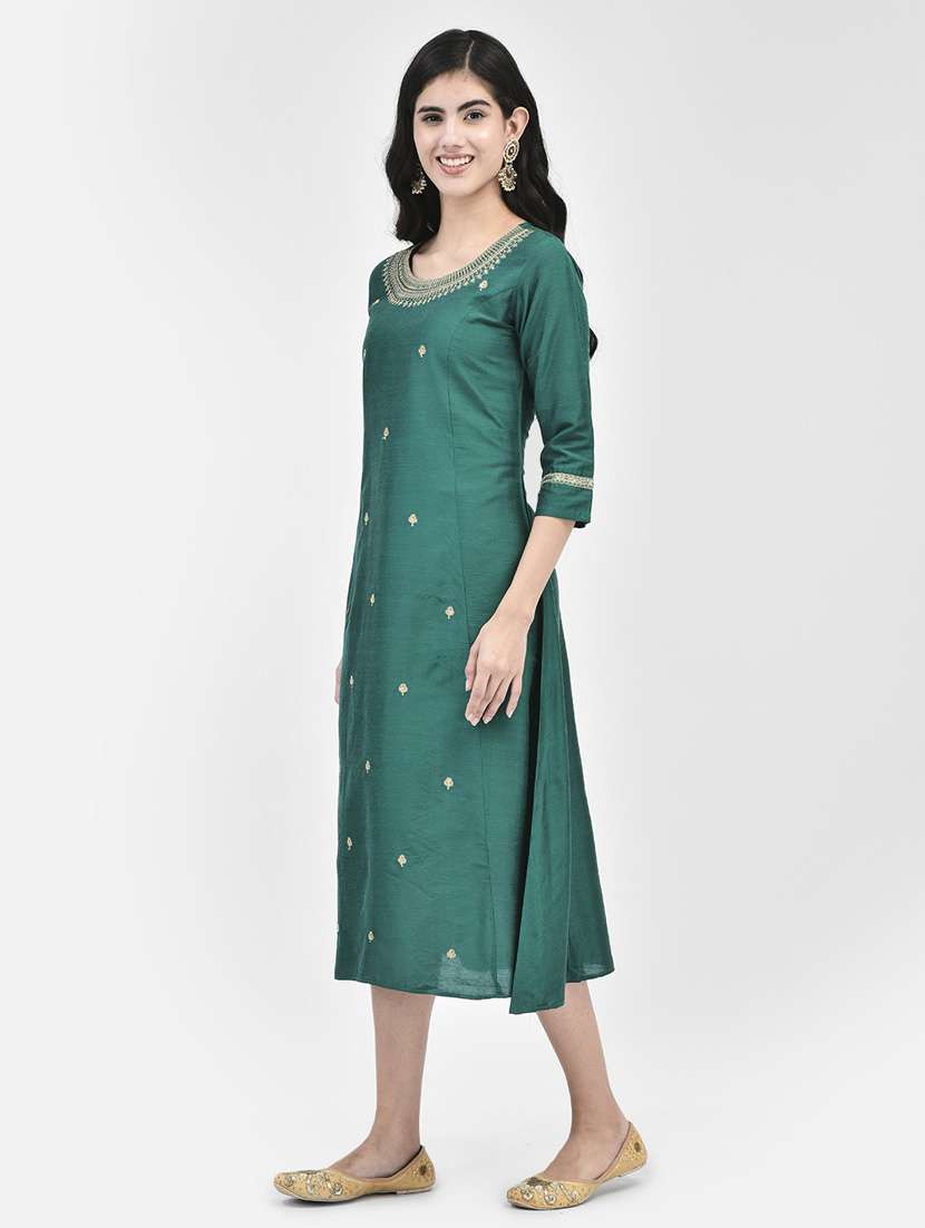 green colored a-line kurta - 20325950 -  Standard Image - 2