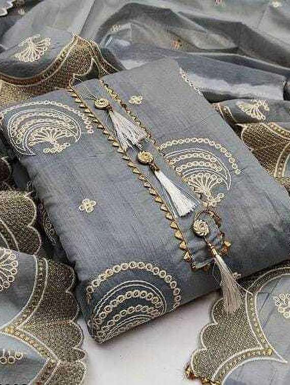 grey colored unstiched dress