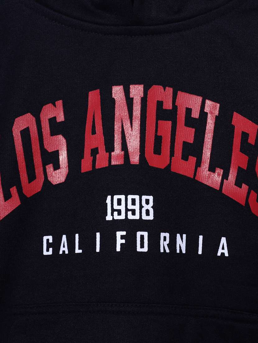 chest print hood neck sweatshirt - 20329782 -  Standard Image - 2