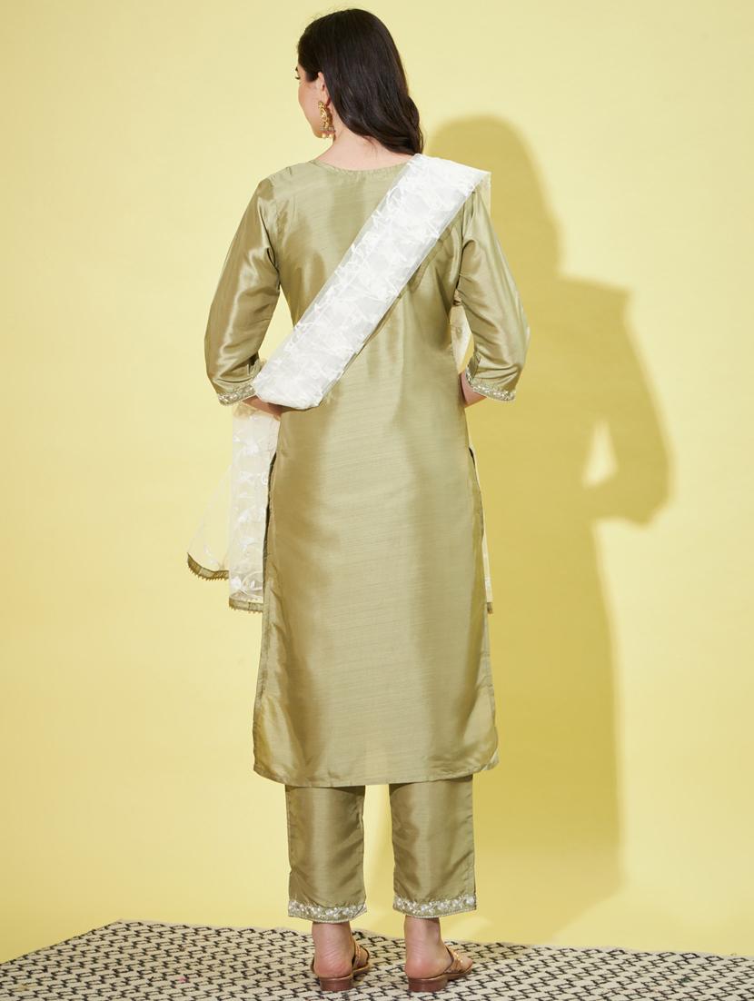 women three quarter sleeve kurta pant with dupatta set - 20329862 - Standard Image - 2