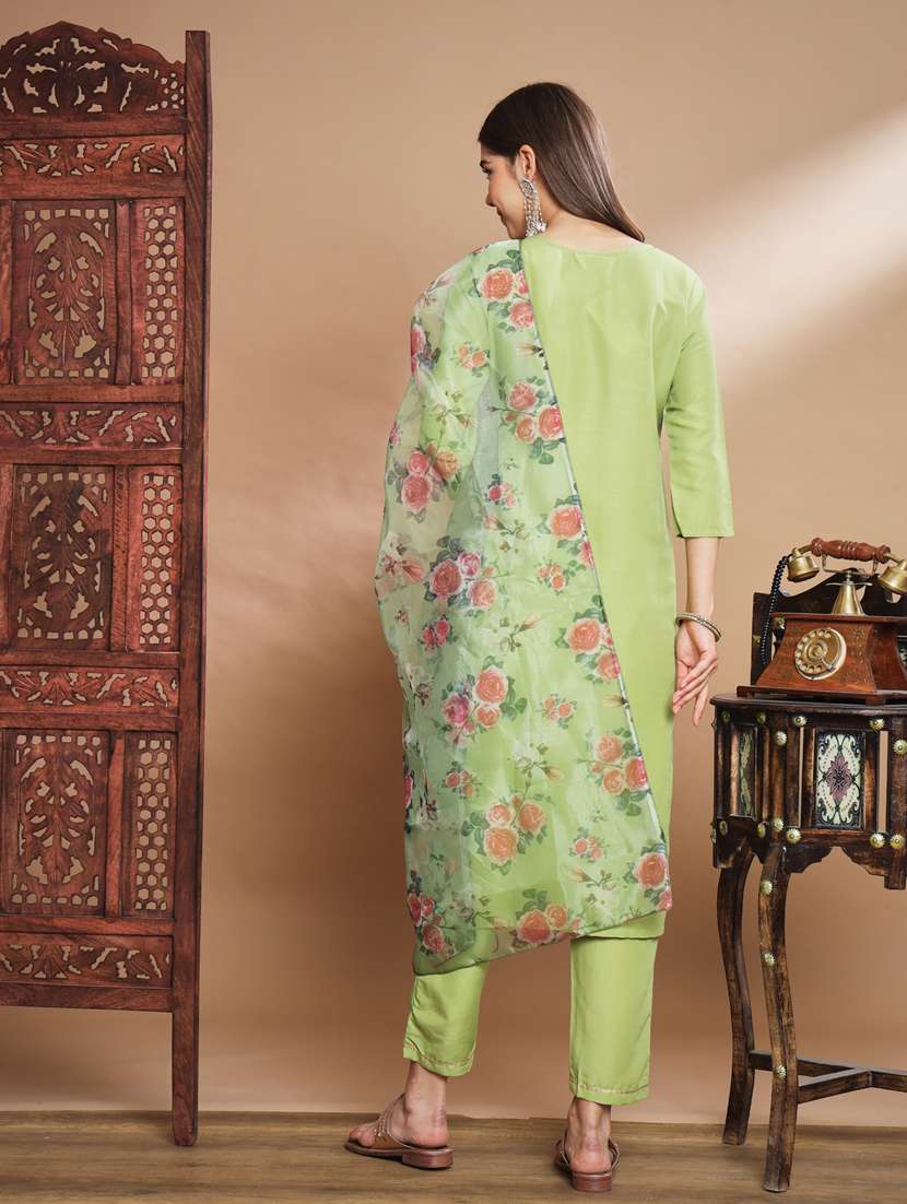 women three quarter sleeve kurta pant with dupatta set - 20329884 -  Standard Image - 2