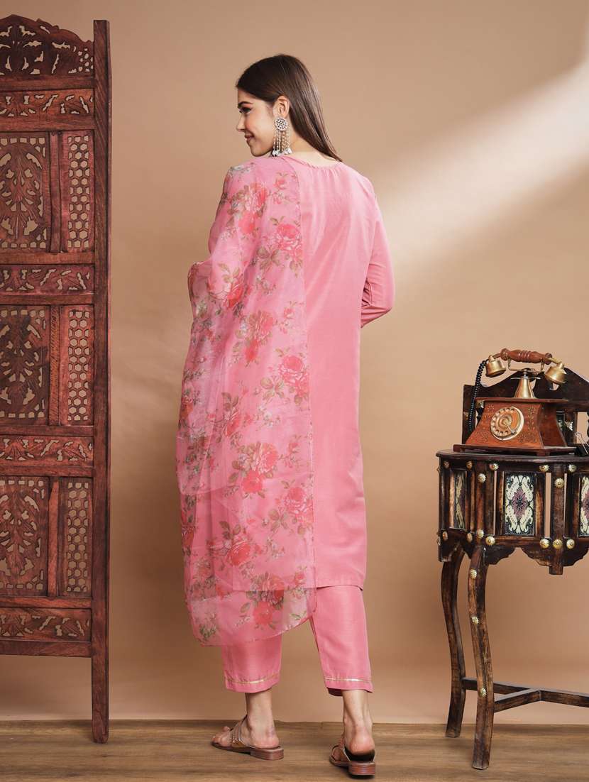 women three quarter sleeve kurta pant with dupatta set - 20329886 -  Standard Image - 2
