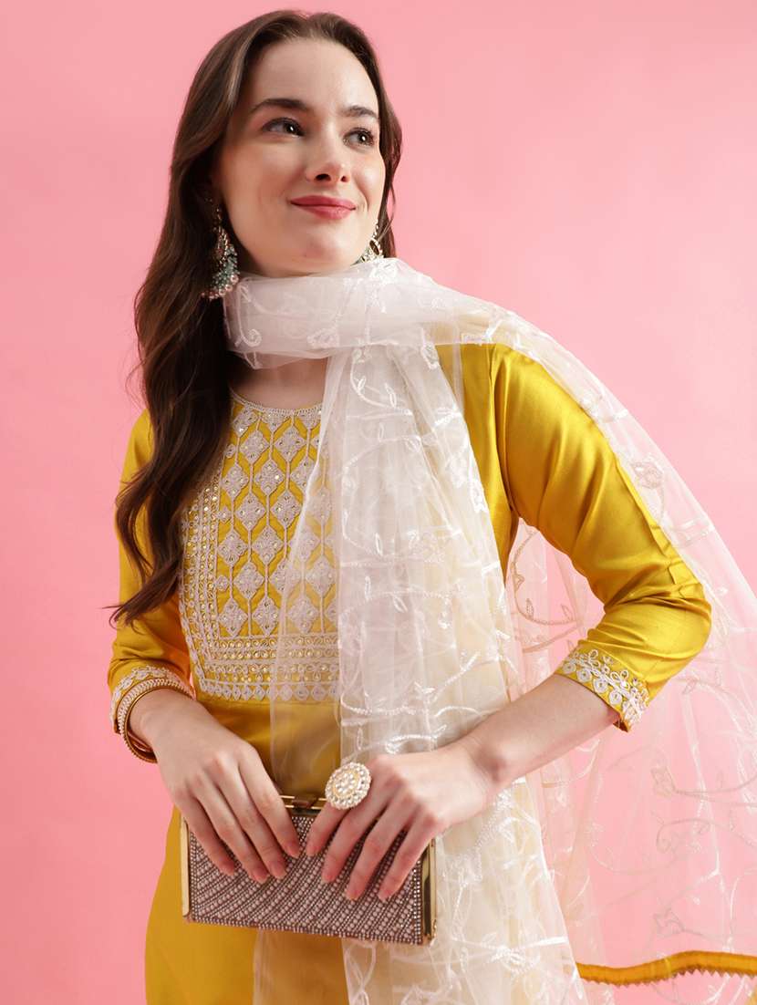 women three quarter sleeve kurta pant with dupatta set - 20329897 -  Standard Image - 2