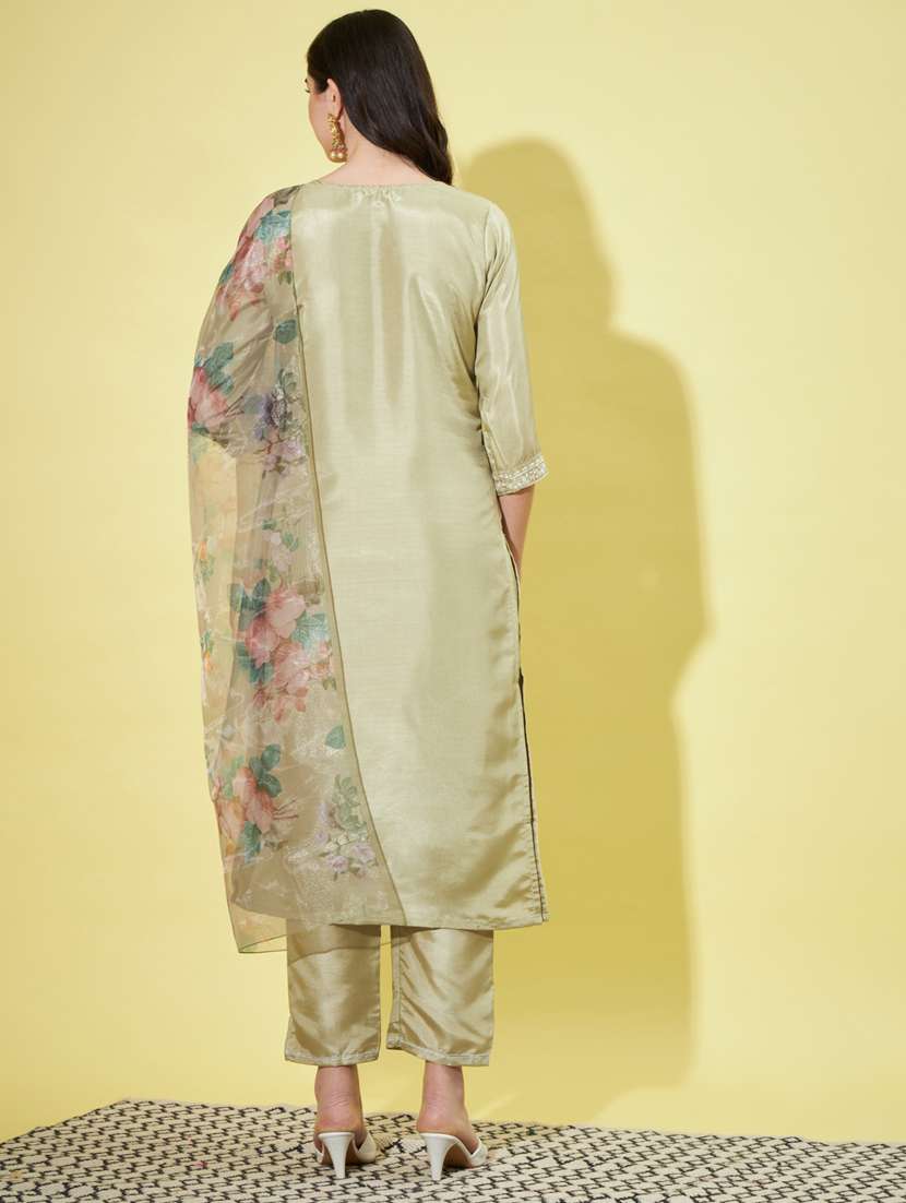 women three quarter sleeve kurta pant with dupatta set - 20329906 - Standard Image - 2