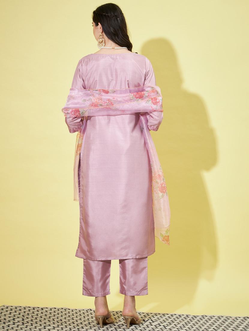 women three quarter sleeve kurta pant with dupatta set - 20329910 - Standard Image - 2