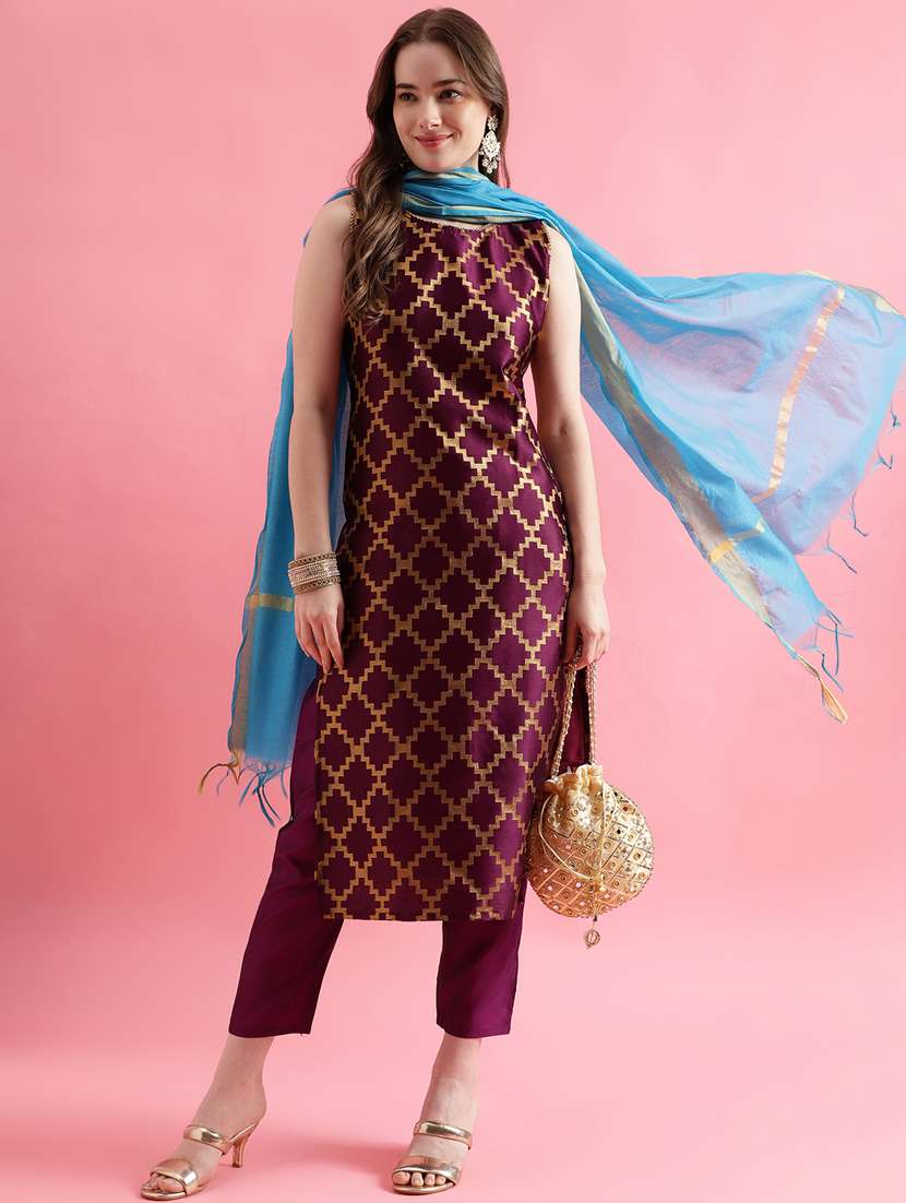 purple colored kurta pant set