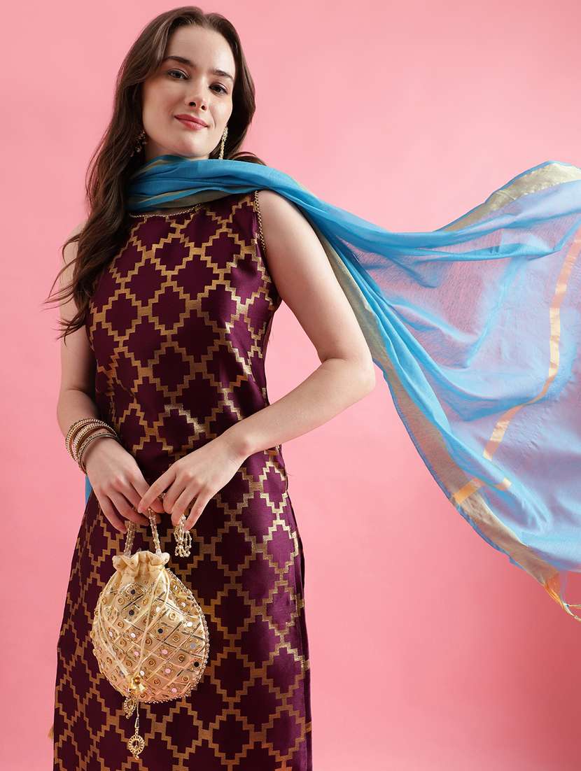 purple colored kurta pant set - 20329913 -  Standard Image - 2