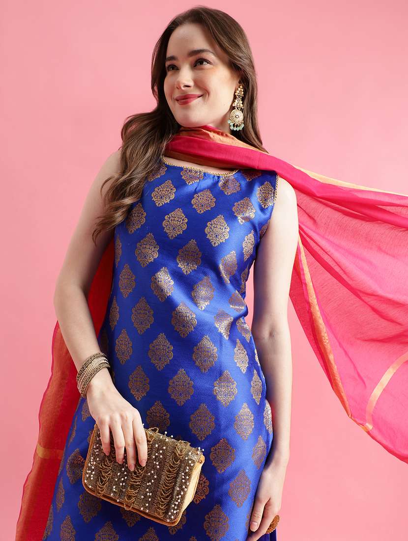 blue colored kurta pant set - 20329914 - Standard Image - 2