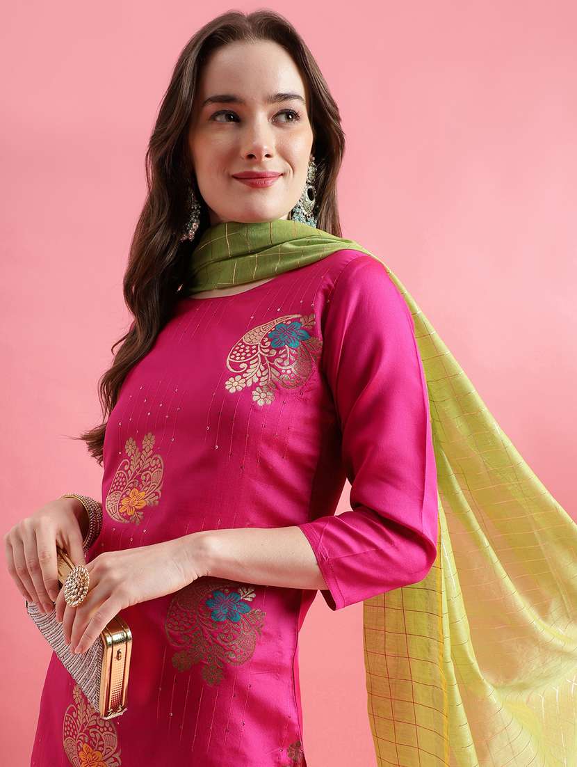 pink colored kurta pant set - 20329918 -  Standard Image - 2