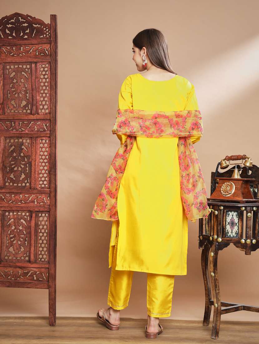 women three quarter sleeve kurta pant with dupatta set - 20329924 - Standard Image - 2
