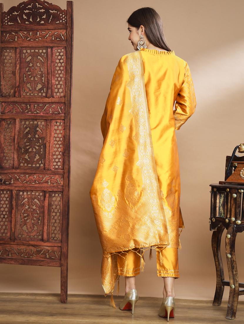 yellow colored kurta pant set - 20329935 - Standard Image - 2
