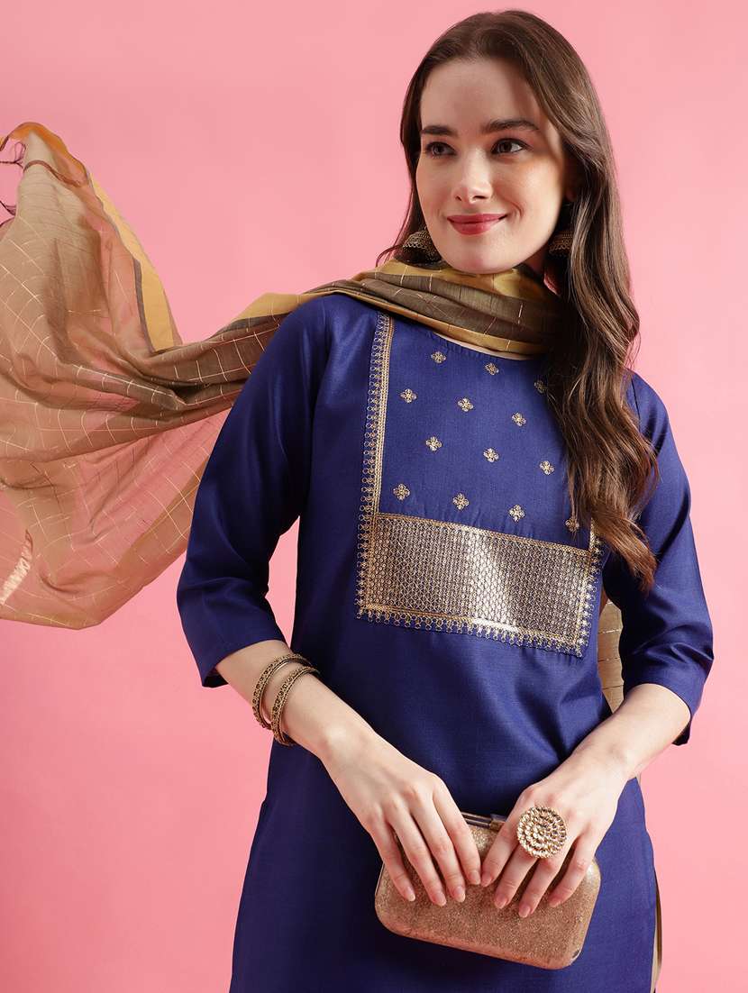 navy blue colored kurta pant set - 20330004 - Standard Image - 2