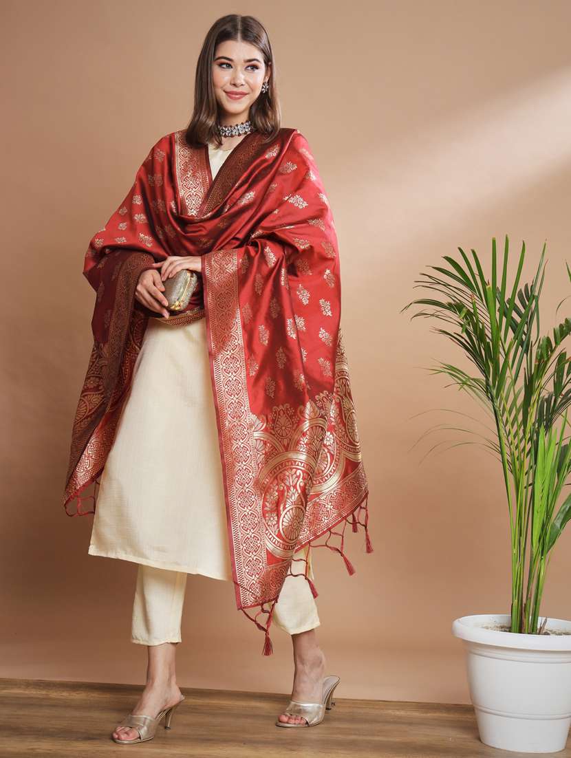 women three quarter sleeve kurta pant with dupatta set