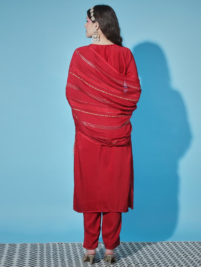 red colored kurta pant set - 20330039 - Standard Image - 2