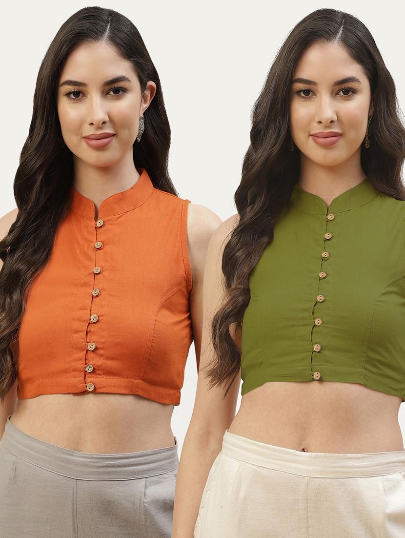pack of 2 solid front open sleeveless blouse - 20330104 - Zoom Image - 0