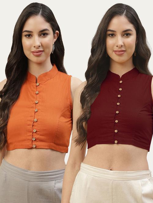 pack of 2 solid front open sleeveless blouse - 20330106 - Standard Image - 0