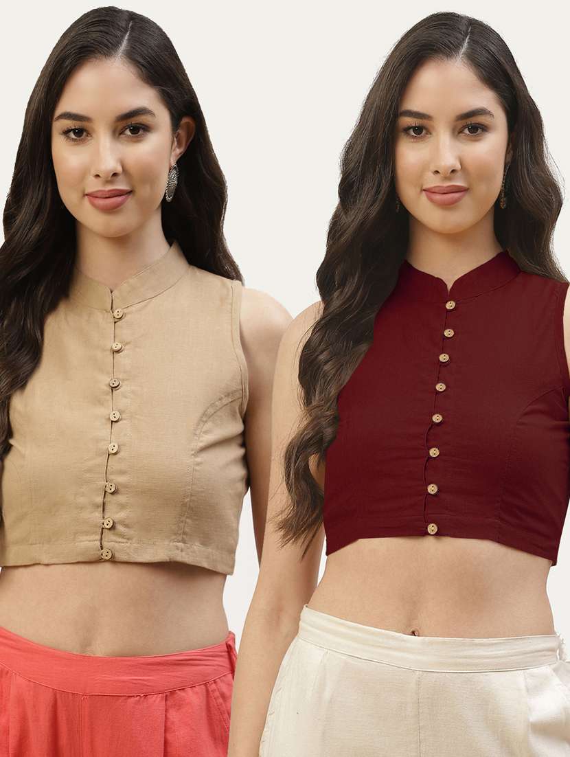 pack of 2 solid front open sleeveless blouse