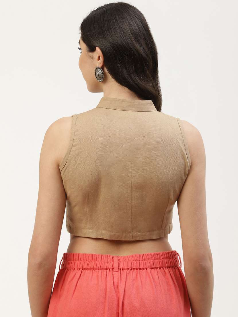 pack of 2 solid front open sleeveless blouse - 20330115 -  Standard Image - 2