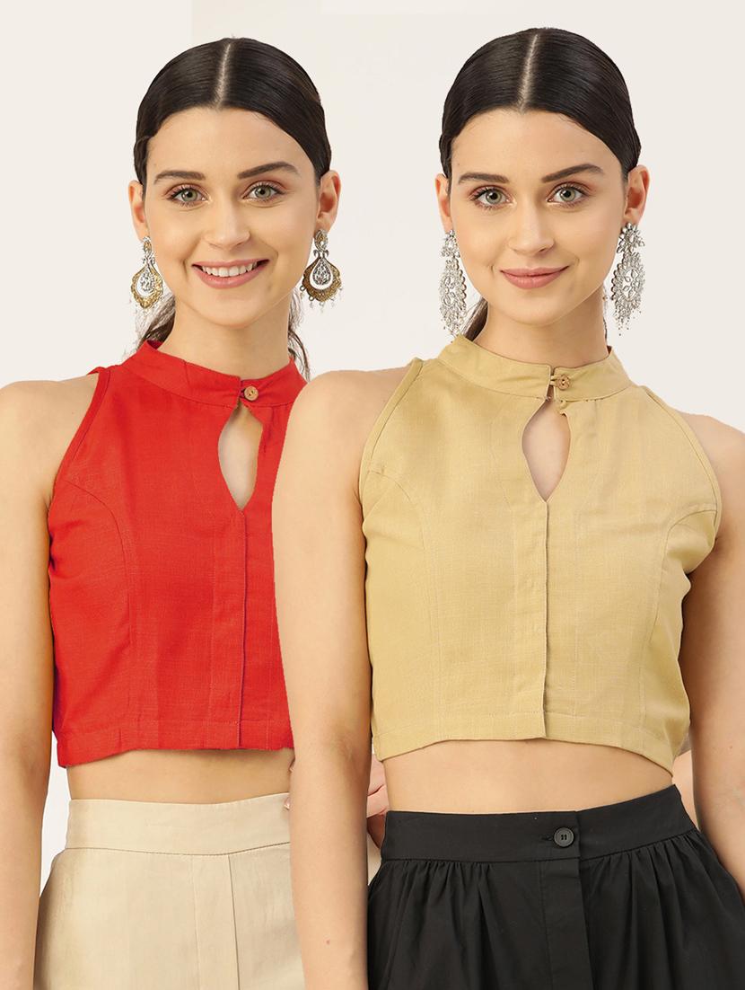 women pack of 2 solid blouses - 20330182 -  Zoom Image - 0