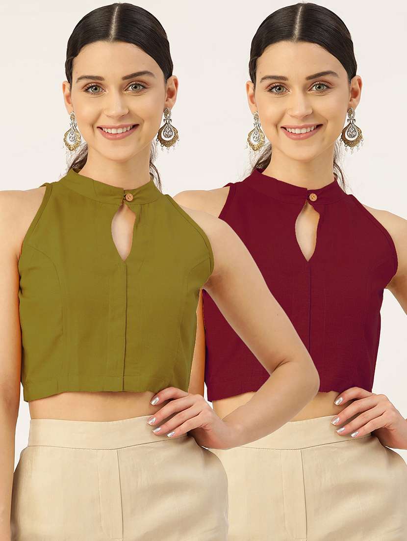 pack of 2 solid sleeveless blouse