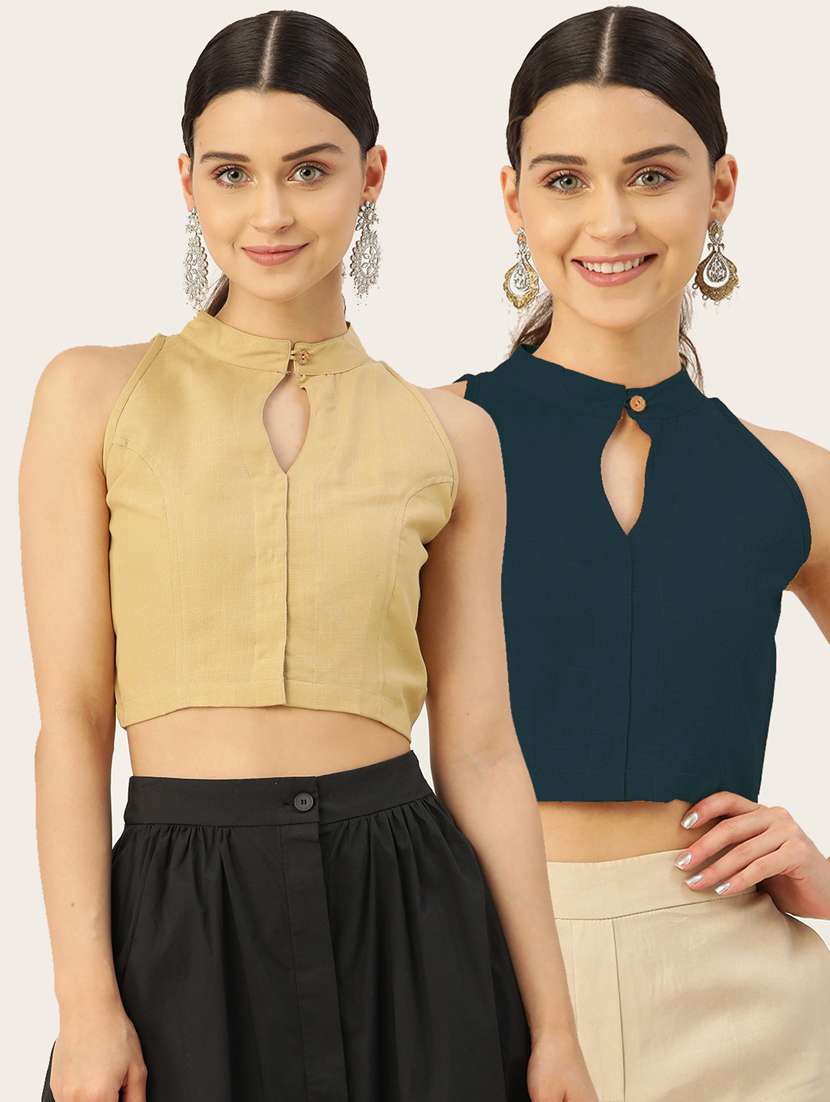 women pack of 2 solid blouses